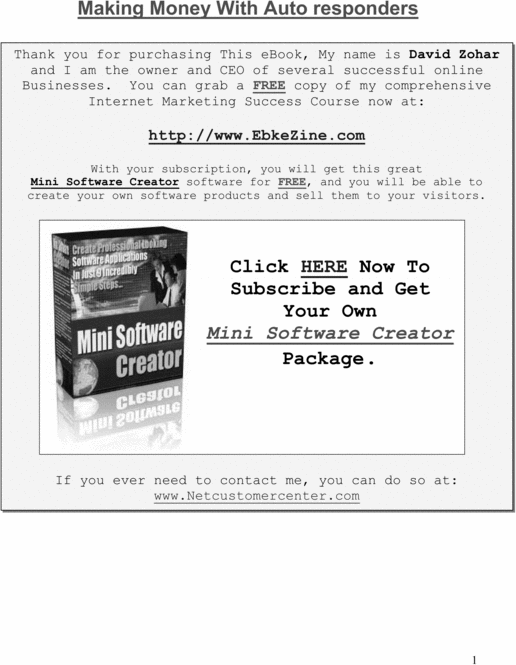 Product picture Making Money With Autoresponder